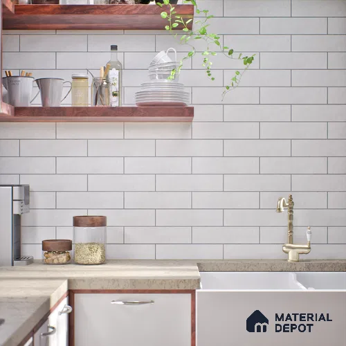 Subway Matte Finish White Vitrified Wall Tile | TL 07366 B 12 inch x 3 inch - 8.5 mm | Suitable For Bathroom, Kitchen Backsplash & Restaurant