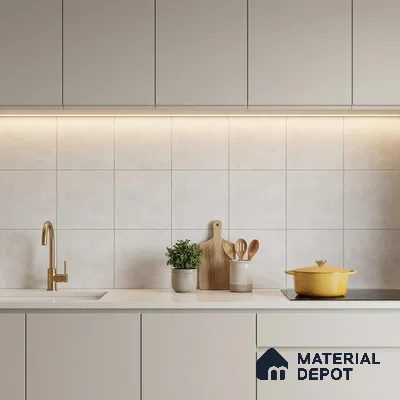 Subway Wall & Floor Tile TL 07366 Trend White 200 mm x 200 mm Matte Finish Vitrified Tile - 8 mm | 4 Random Design | Suitable For Kitchen, Bathroom, Dining Area | Please Expect a Slight Variation of Pattern