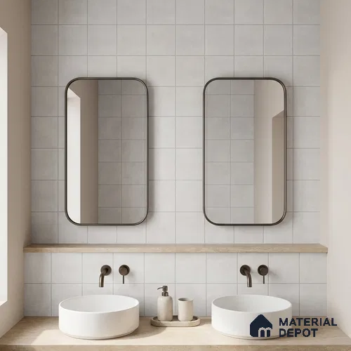 Subway Wall & Floor Tile TL 07366 Trend White 200 mm x 200 mm Matte Finish Vitrified Tile - 8 mm | 4 Random Design | Suitable For living Room, Bedroom, Kitchen | Please Expect a Slight Variation of Pattern