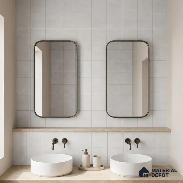 Subway Wall & Floor Tile TL 07366 Trend White 200 mm x 200 mm Matte Finish Vitrified Tile - 8 mm | 4 Random Design | Suitable For Kitchen, Bathroom, Dining Area | Please Expect a Slight Variation of Pattern