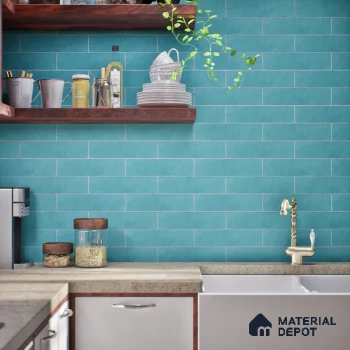 Subway Matte Finish Green Vitrified Wall Tile | TL 07367 B 12 inch x 3 inch - 8.5 mm | Suitable For Bathroom, Kitchen Backsplash & Restaurant