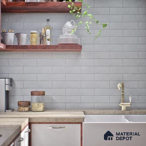 Subway Matte Finish Silver Vitrified Wall Tile | TL 07368 B 12 inch x 3 inch - 8.5 mm | Suitable For Bathroom, Kitchen Backsplash & Restaurant