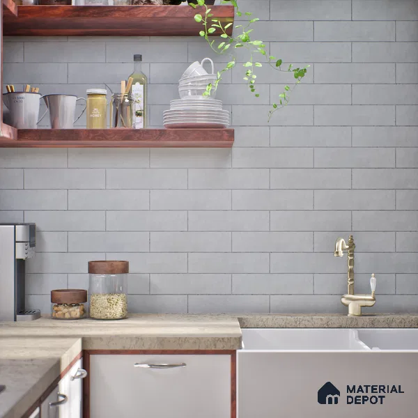 Subway Matte Finish Silver Vitrified Wall Tile | TL 07368 B 12 inch x 3 inch - 8.5 mm | Suitable For Bathroom, Kitchen Backsplash & Restaurant
