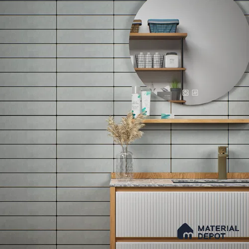 Subway Matte Finish Silver Vitrified Wall Tile | TL 07368 B 12 inch x 3 inch - 8.5 mm | Suitable For Bathroom, Kitchen Backsplash & Restaurant