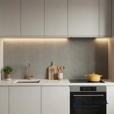 Subway Wall & Floor Tile TL 07369 Trend Moon Grey 200 mm x 200 mm Matte Finish Vitrified Tile - 8 mm | 4 Random Design | Suitable For living Room, Bedroom, Kitchen | Please Expect a Slight Variation of Pattern (Sample)