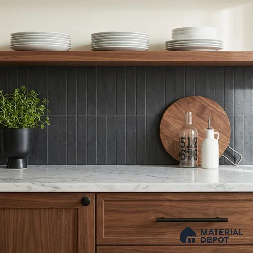 Subway Matte Finish Black Vitrified Wall Tile | TL 07371 B 12 inch x 3 inch - 8.5 mm | Suitable For Bathroom, Kitchen Backsplash & Restaurant