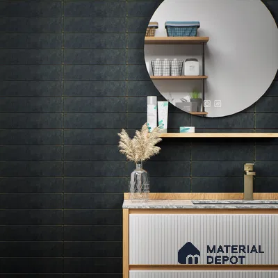 Subway Matte Finish Black Vitrified Wall Tile | TL 07371 B 12 inch x 3 inch - 8.5 mm | Suitable For Bathroom, Kitchen Backsplash & Restaurant