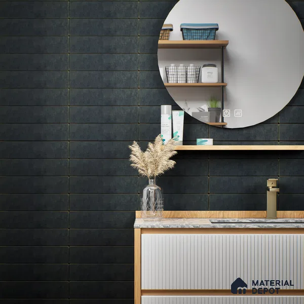 Subway Matte Finish Black Vitrified Wall Tile | TL 07371 B 12 inch x 3 inch - 8.5 mm | Suitable For Bathroom, Kitchen Backsplash & Restaurant