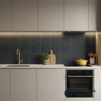 Subway Wall & Floor Tile TL 07371 Trend Black 200 mm x 200 mm Matte Finish Vitrified Tile - 8 mm | 4 Random Design | Suitable For Kitchen, Bathroom, Balcony | Please Expect a Slight Variation of Pattern