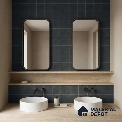 Subway Wall & Floor Tile TL 07371 Trend Black 200 mm x 200 mm Matte Finish Vitrified Tile - 8 mm | 4 Random Design | Suitable For Kitchen, Bathroom, Balcony | Please Expect a Slight Variation of Pattern