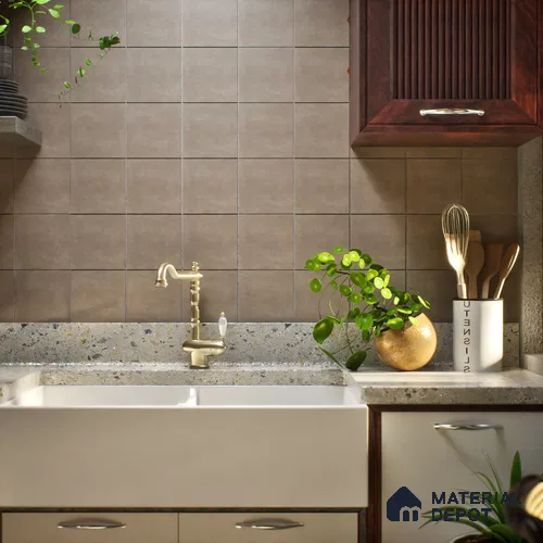 Subway Wall & Floor Matte Finish Brown Vitrified Tile | TL 07373 8 inch x 8 inch - 8 mm | Suitable For Bathroom, Kitchen Backsplash & Restaurant