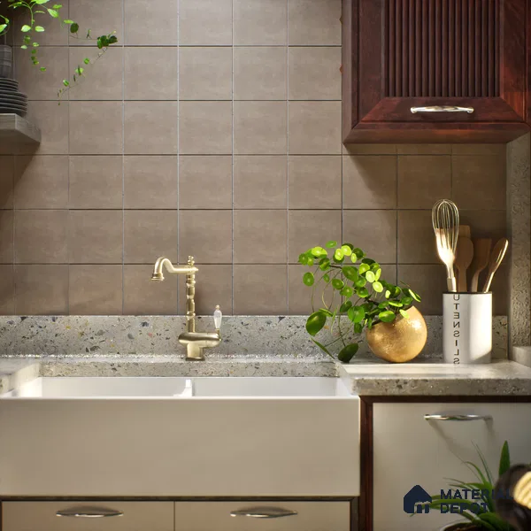 Subway Wall & Floor Matte Finish Brown Vitrified Tile | TL 07373 8 inch x 8 inch - 8 mm | Suitable For Bathroom, Kitchen Backsplash & Restaurant