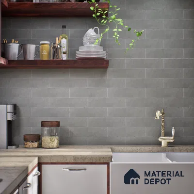 Subway Matte Finish Grey Vitrified Wall Tile | TL 07375 B 12 inch x 3 inch - 8.5 mm | Suitable For Bathroom, Kitchen Backsplash & Restaurant