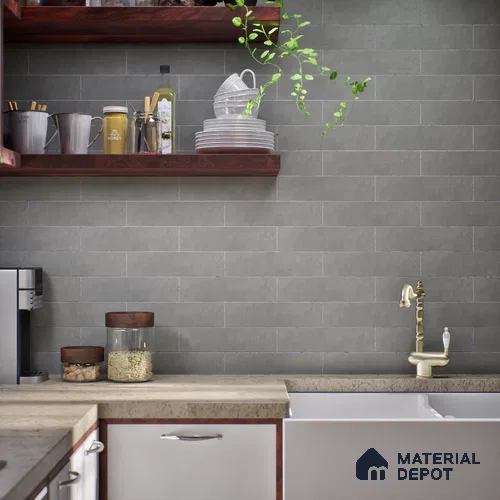Subway Matte Finish Grey Vitrified Wall Tile | TL 07375 B 12 inch x 3 inch - 8.5 mm | Suitable For Bathroom, Kitchen Backsplash & Restaurant