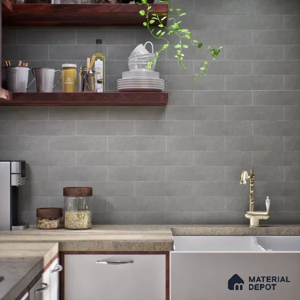 Subway Matte Finish Grey Vitrified Wall Tile | TL 07375 B 12 inch x 3 inch - 8.5 mm | Suitable For Bathroom, Kitchen Backsplash & Restaurant