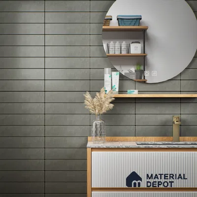 Subway Matte Finish Grey Vitrified Wall Tile | TL 07375 B 12 inch x 3 inch - 8.5 mm | Suitable For Bathroom, Kitchen Backsplash & Restaurant
