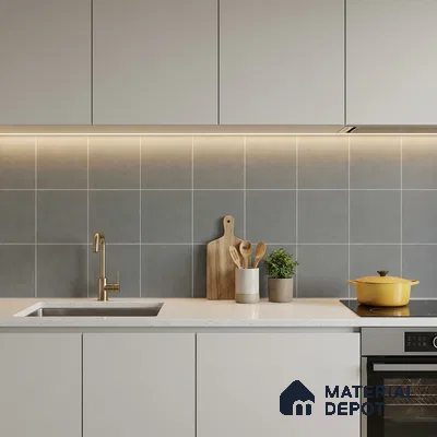 Subway Wall & Floor Tile TL 07375 Trend Grey 200 mm x 200 mm Matte Finish Vitrified Tile - 8 mm | 4 Random Design | Suitable For living Room, Bedroom, Kitchen | Please Expect a Slight Variation of Pattern (Sample)