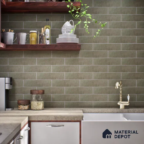 Subway Matte Finish Grey Vitrified Wall Tile | TL 07377 B 12 inch x 3 inch - 8.5 mm | Suitable For Bathroom, Kitchen Backsplash & Restaurant