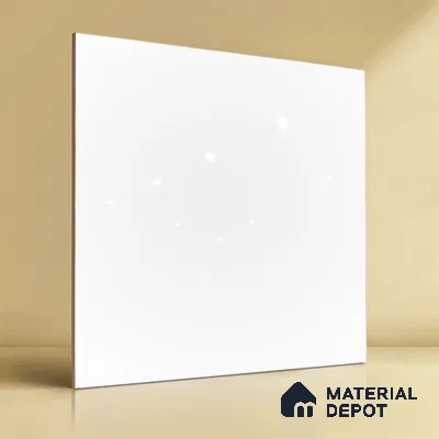 Plain Wall & Floor Tile TL 07378 Pure White 2 ft x 2 ft Glossy Finish Vitrified Tile - 9 mm | Suitable For Living Room, Kitchen, Bathroom