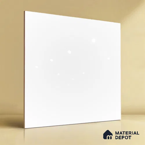 Plain Look Wall & Floor White Glossy Finish Vitrified Tile | TL 07378 2 ft x 2 ft - 9 mm | Suitable For Living Room, Bedroom & Kitchen Backsplash