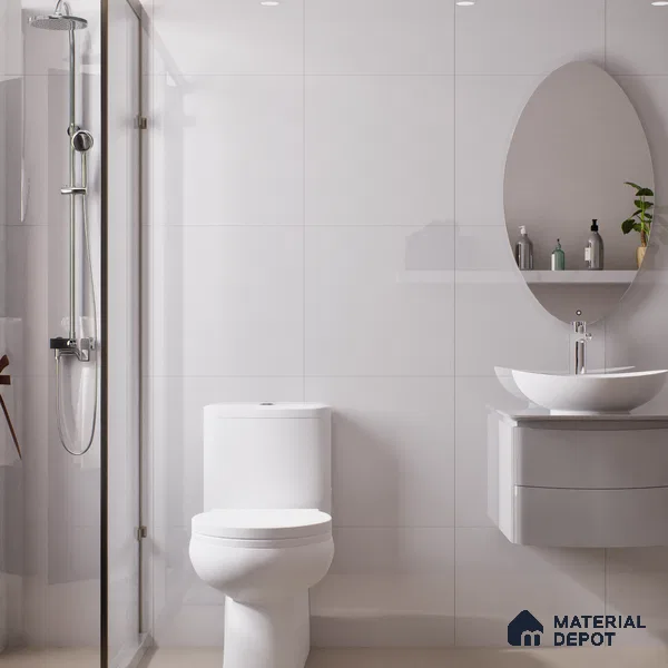 Plain Wall & Floor Tile TL 07378 Pure White 2 ft x 2 ft Glossy Finish Vitrified Tile - 9 mm | Suitable For Living Room, Kitchen, Bathroom