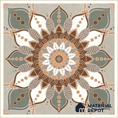 Moroccan Wall & Floor Tile TL 07379 Glito Pista 2 ft x 2 ft Matte Finish Vitrified Tile - 9 mm | Suitable For Kitchen, Accent/Feature Wall, Dining Area | Please Expect a Slight Variation of Pattern | Random Designs