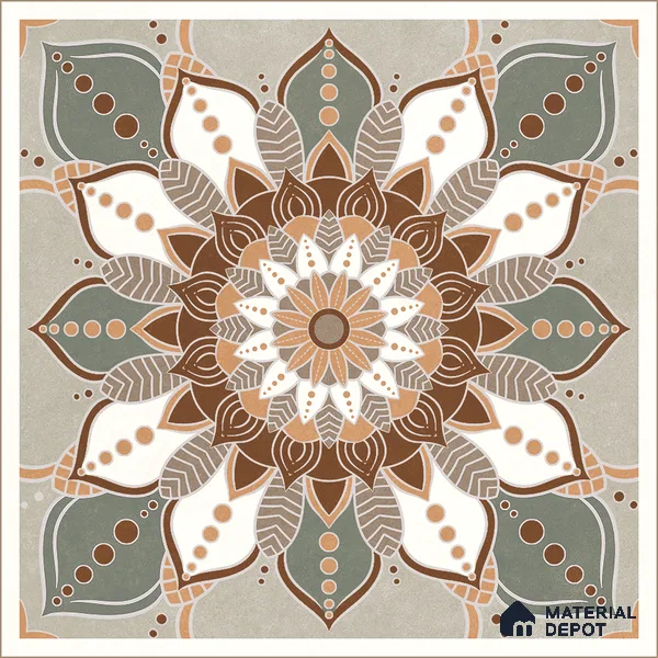 Moroccan Wall & Floor Tile TL 07379 Glito Pista 2 ft x 2 ft Matte Finish Vitrified Tile - 9 mm | Suitable For Kitchen, Accent/Feature Wall, Dining Area | Please Expect a Slight Variation of Pattern | Random Designs