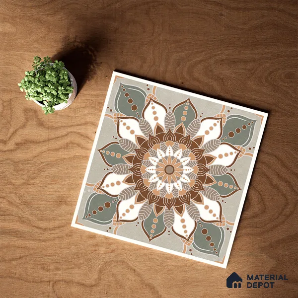 Moroccan Wall & Floor Tile TL 07379 Glito Pista 2 ft x 2 ft Matte Finish Vitrified Tile - 9 mm | Suitable For Kitchen, Accent/Feature Wall, Dining Area | Please Expect a Slight Variation of Pattern | Random Designs