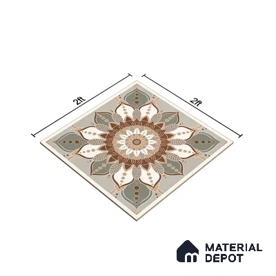 Moroccan Wall & Floor Tile TL 07379 Glito Pista 2 ft x 2 ft Matte Finish Vitrified Tile - 9 mm | Suitable For Kitchen, Accent/Feature Wall, Dining Area | Please Expect a Slight Variation of Pattern | Random Designs