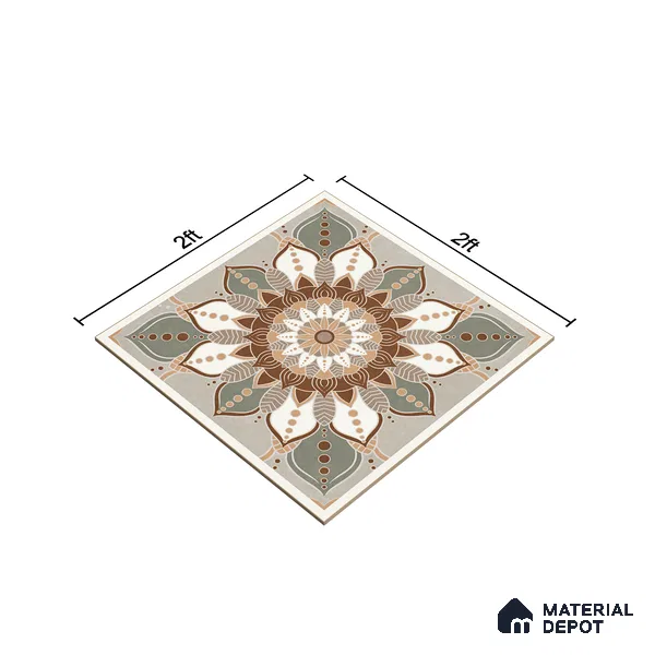 Moroccan Wall & Floor Tile TL 07379 Glito Pista 2 ft x 2 ft Matte Finish Vitrified Tile - 9 mm | Suitable For Kitchen, Accent/Feature Wall, Dining Area | Please Expect a Slight Variation of Pattern | Random Designs