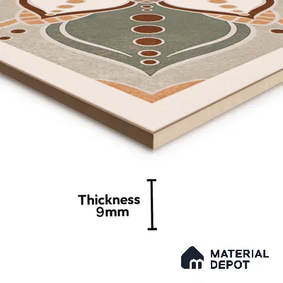 Moroccan Wall & Floor Tile TL 07379 Glito Pista 2 ft x 2 ft Matte Finish Vitrified Tile - 9 mm | Suitable For Kitchen, Accent/Feature Wall, Dining Area | Please Expect a Slight Variation of Pattern | Random Designs