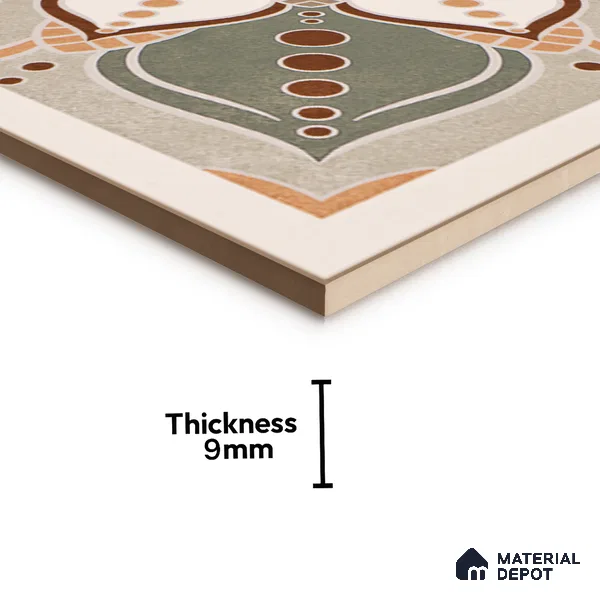 Moroccan Wall & Floor Tile TL 07379 Glito Pista 2 ft x 2 ft Matte Finish Vitrified Tile - 9 mm | Suitable For Kitchen, Accent/Feature Wall, Dining Area | Please Expect a Slight Variation of Pattern | Random Designs
