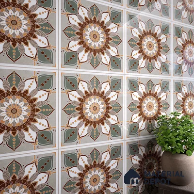 Moroccan Wall & Floor Tile TL 07379 Glito Pista 2 ft x 2 ft Matte Finish Vitrified Tile - 9 mm | Suitable For Kitchen, Accent/Feature Wall, Dining Area | Please Expect a Slight Variation of Pattern | Random Designs