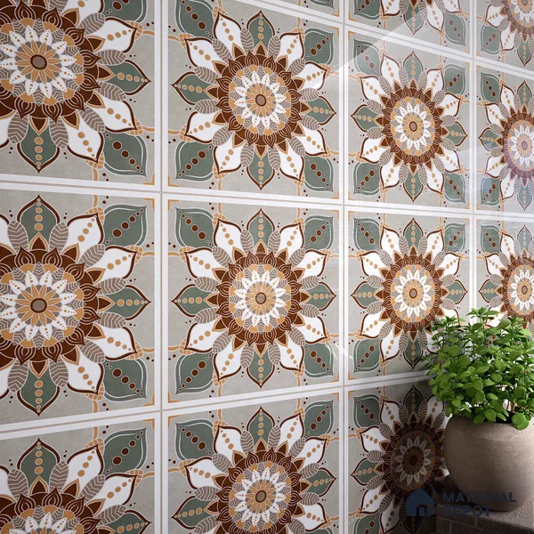 Moroccan Wall & Floor Tile TL 07379 Glito Pista 2 ft x 2 ft Matte Finish Vitrified Tile - 9 mm | Suitable For Kitchen, Accent/Feature Wall, Dining Area | Please Expect a Slight Variation of Pattern | Random Designs