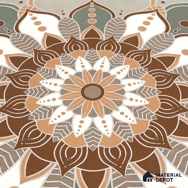 Moroccan Wall & Floor Tile TL 07379 Glito Pista 2 ft x 2 ft Matte Finish Vitrified Tile - 9 mm | Suitable For Kitchen, Accent/Feature Wall, Dining Area | Please Expect a Slight Variation of Pattern | Random Designs