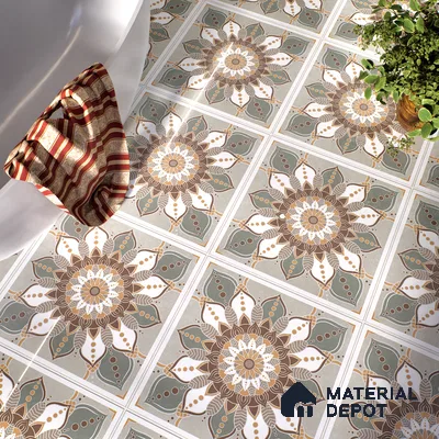 Moroccan Wall & Floor Tile TL 07379 Glito Pista 2 ft x 2 ft Matte Finish Vitrified Tile - 9 mm | Suitable For Kitchen, Accent/Feature Wall, Dining Area | Please Expect a Slight Variation of Pattern | Random Designs