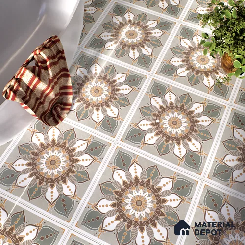 Moroccan Wall & Floor Tile TL 07379 Glito Pista 2 ft x 2 ft Matte Finish Vitrified Tile - 9 mm | Suitable For Kitchen, Accent/Feature Wall, Dining Area | Please Expect a Slight Variation of Pattern | Random Designs