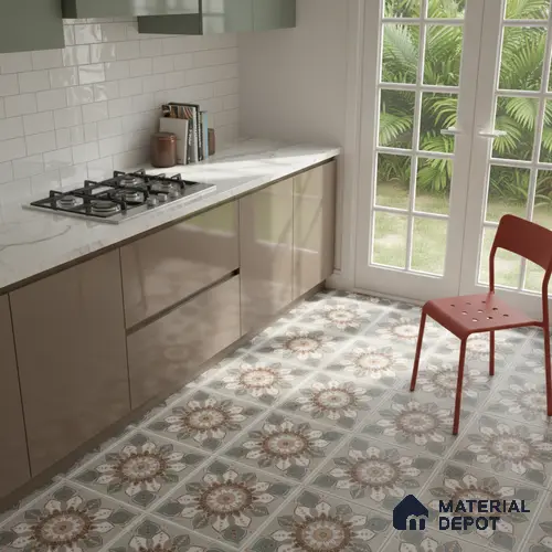 Moroccan Wall & Floor Tile TL 07379 Glito Pista 2 ft x 2 ft Matte Finish Vitrified Tile - 9 mm | Suitable For living Room, Bedroom, Bathroom | Please Expect a Slight Variation of Pattern
