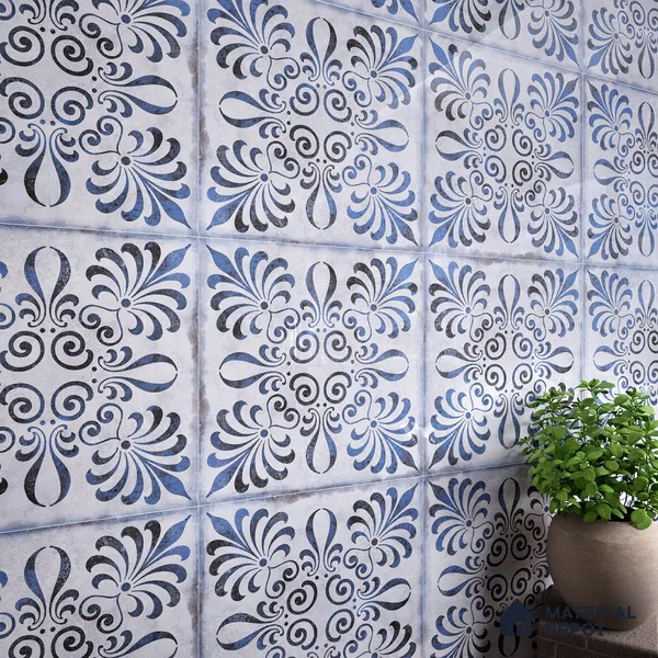 Moroccan Wall & Floor Tile TL 07380 Gemer Azul 2 ft x 2 ft Matte Finish Vitrified Tile - 9 mm | Suitable For Kitchen, Balcony, Dining Area | Please Expect a Slight Variation of Pattern | Random Designs