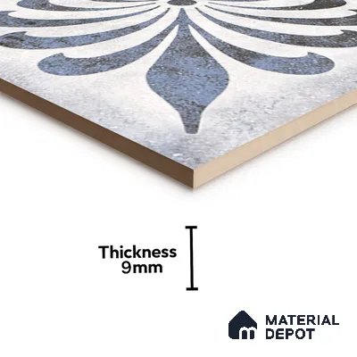 Moroccan Wall & Floor Tile TL 07380 Gemer Azul 2 ft x 2 ft Matte Finish Vitrified Tile - 9 mm | Suitable For Kitchen, Balcony, Dining Area | Please Expect a Slight Variation of Pattern | Random Designs