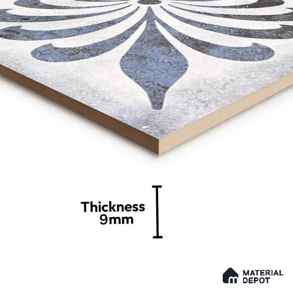 Moroccan Wall & Floor Tile TL 07380 Gemer Azul 2 ft x 2 ft Matte Finish Vitrified Tile - 9 mm | Suitable For Kitchen, Balcony, Dining Area | Please Expect a Slight Variation of Pattern | Random Designs