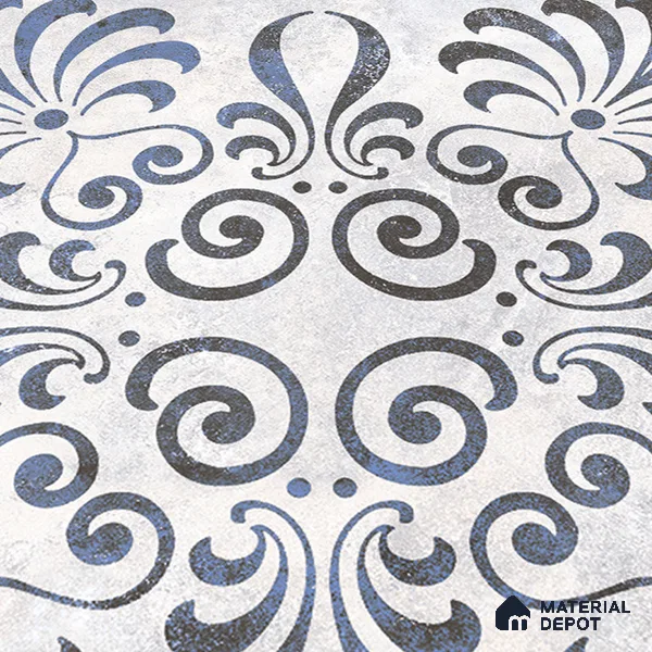 Moroccan Wall & Floor Tile TL 07380 Gemer Azul 2 ft x 2 ft Matte Finish Vitrified Tile - 9 mm | Suitable For Kitchen, Balcony, Dining Area | Please Expect a Slight Variation of Pattern | Random Designs