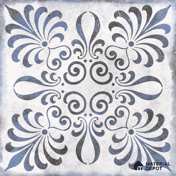 Moroccan Wall & Floor Tile TL 07380 Gemer Azul 2 ft x 2 ft Matte Finish Vitrified Tile - 9 mm | Suitable For Kitchen, Balcony, Dining Area | Please Expect a Slight Variation of Pattern | Random Designs