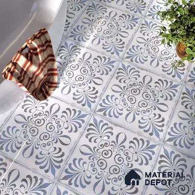Moroccan Wall & Floor Tile TL 07380 Gemer Azul 2 ft x 2 ft Matte Finish Vitrified Tile - 9 mm | Suitable For Kitchen, Balcony, Dining Area | Please Expect a Slight Variation of Pattern | Random Designs