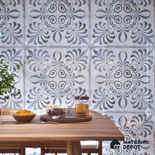 Moroccan Wall & Floor Tile TL 07380 Gemer Azul 2 ft x 2 ft Matte Finish Vitrified Tile - 9 mm | Suitable For Kitchen, Balcony, Dining Area | Please Expect a Slight Variation of Pattern | Random Designs