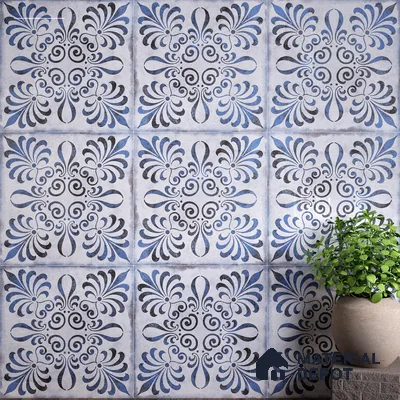Moroccan Wall & Floor Tile TL 07380 Gemer Azul 2 ft x 2 ft Matte Finish Vitrified Tile - 9 mm | Suitable For Kitchen, Balcony, Dining Area | Please Expect a Slight Variation of Pattern | Random Designs
