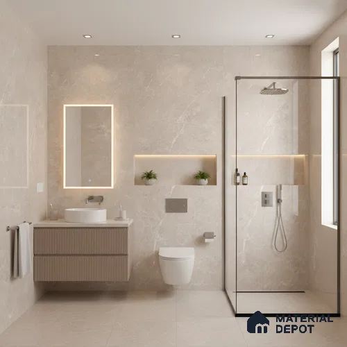Marble Wall & Floor & Floor Tile TL 07384 Admire Crema 4 ft x 2 ft Glossy Finish Vitrified Tile - 9 mm | 4 Random Design | Suitable For living Room, Bedroom, Kitchen