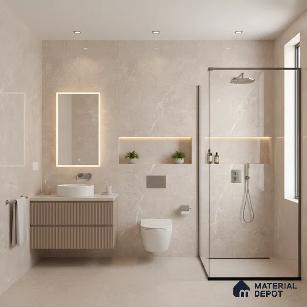 Marble Wall & Floor & Floor Tile TL 07384 Admire Crema 4 ft x 2 ft Glossy Finish Vitrified Tile - 9 mm | 4 Random Design | Suitable For living Room, Bedroom, Kitchen