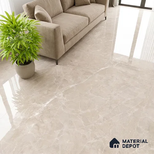 Marble Wall & Floor & Floor Tile TL 07384 Admire Crema 4 ft x 2 ft Glossy Finish Vitrified Tile - 9 mm | 4 Random Design | Suitable For living Room, Bedroom, Kitchen