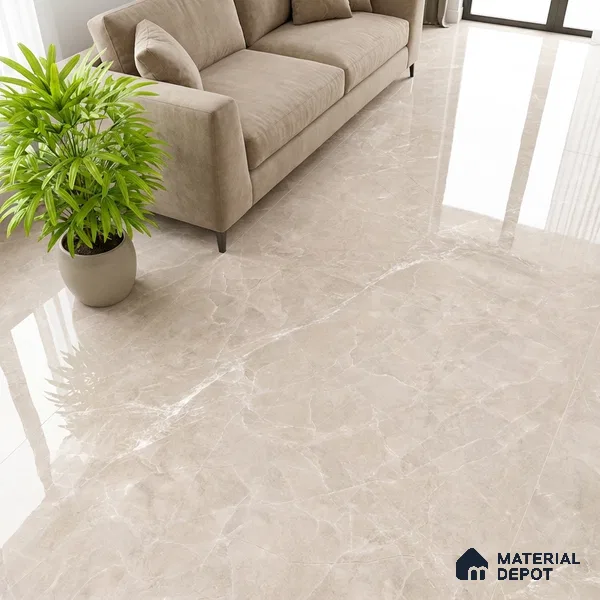 Marble Wall & Floor & Floor Tile TL 07384 Admire Crema 4 ft x 2 ft Glossy Finish Vitrified Tile - 9 mm | 4 Random Design | Suitable For living Room, Bedroom, Kitchen